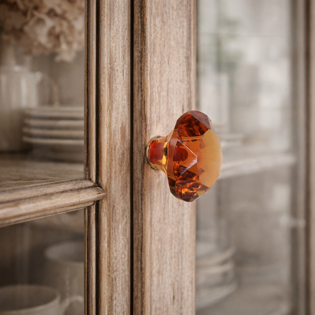 Knob Crystal Mushroom 6.5cm - Amber