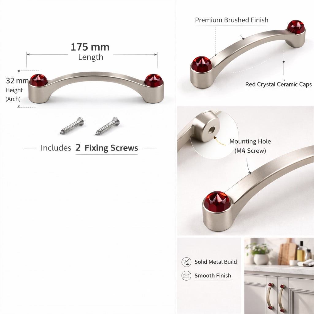 Cabinet Handle Brushed Metal - Ruby