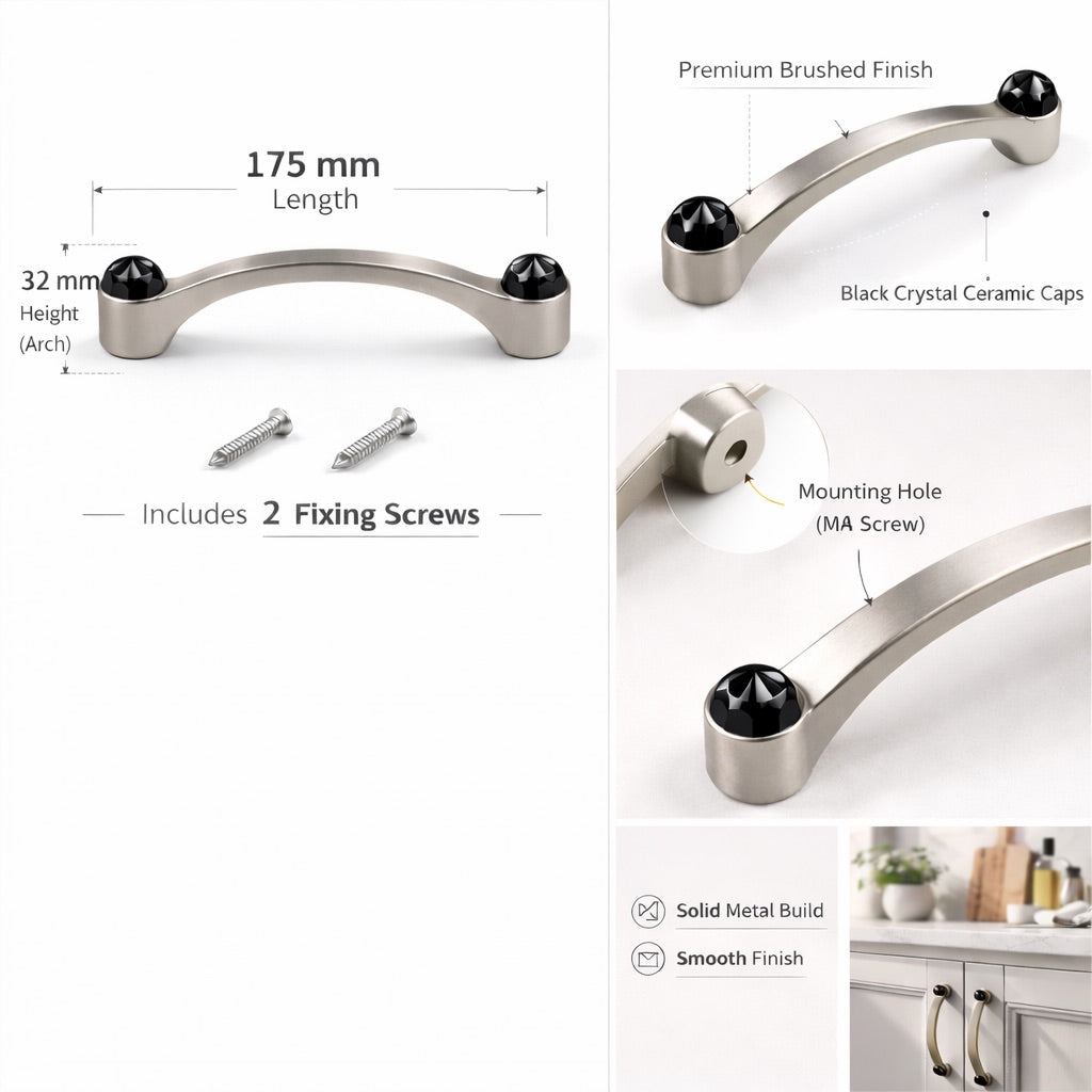 Cabinet Handle Brushed Metal - Black