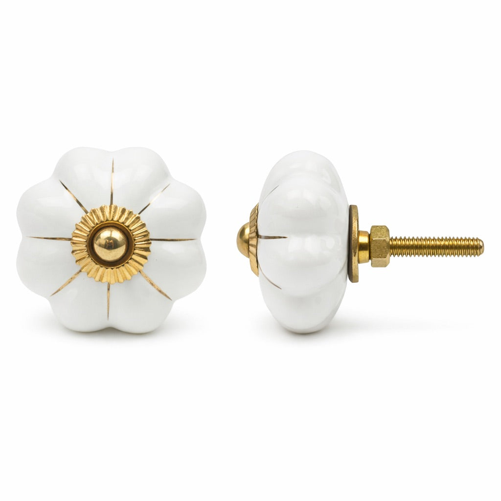 Large Ceramic Knob - White