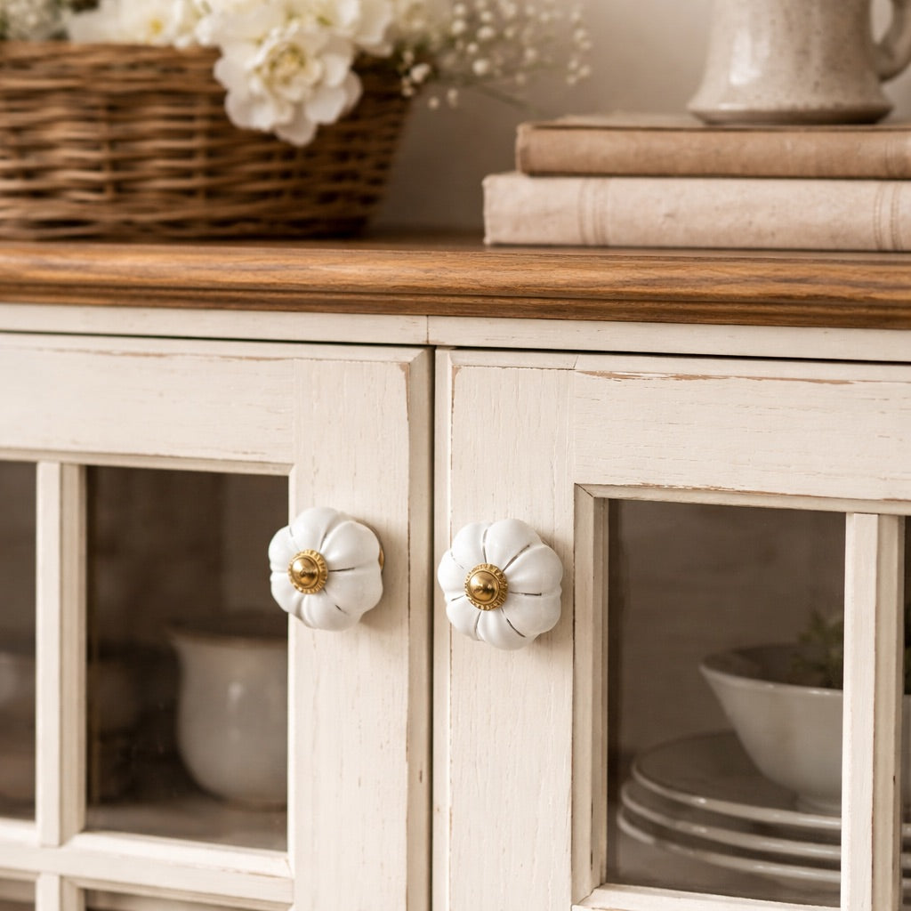 Large Ceramic Knob - White