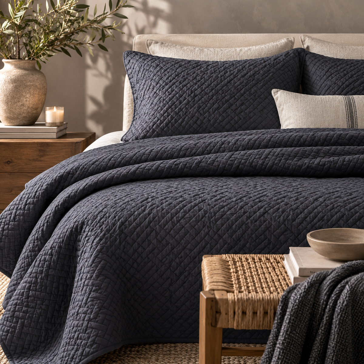 Bondi Queen Bedspread Set - Iron