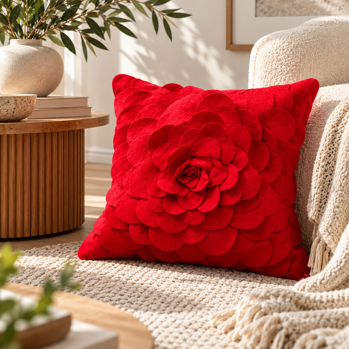 Rose Petals Cushion - Red