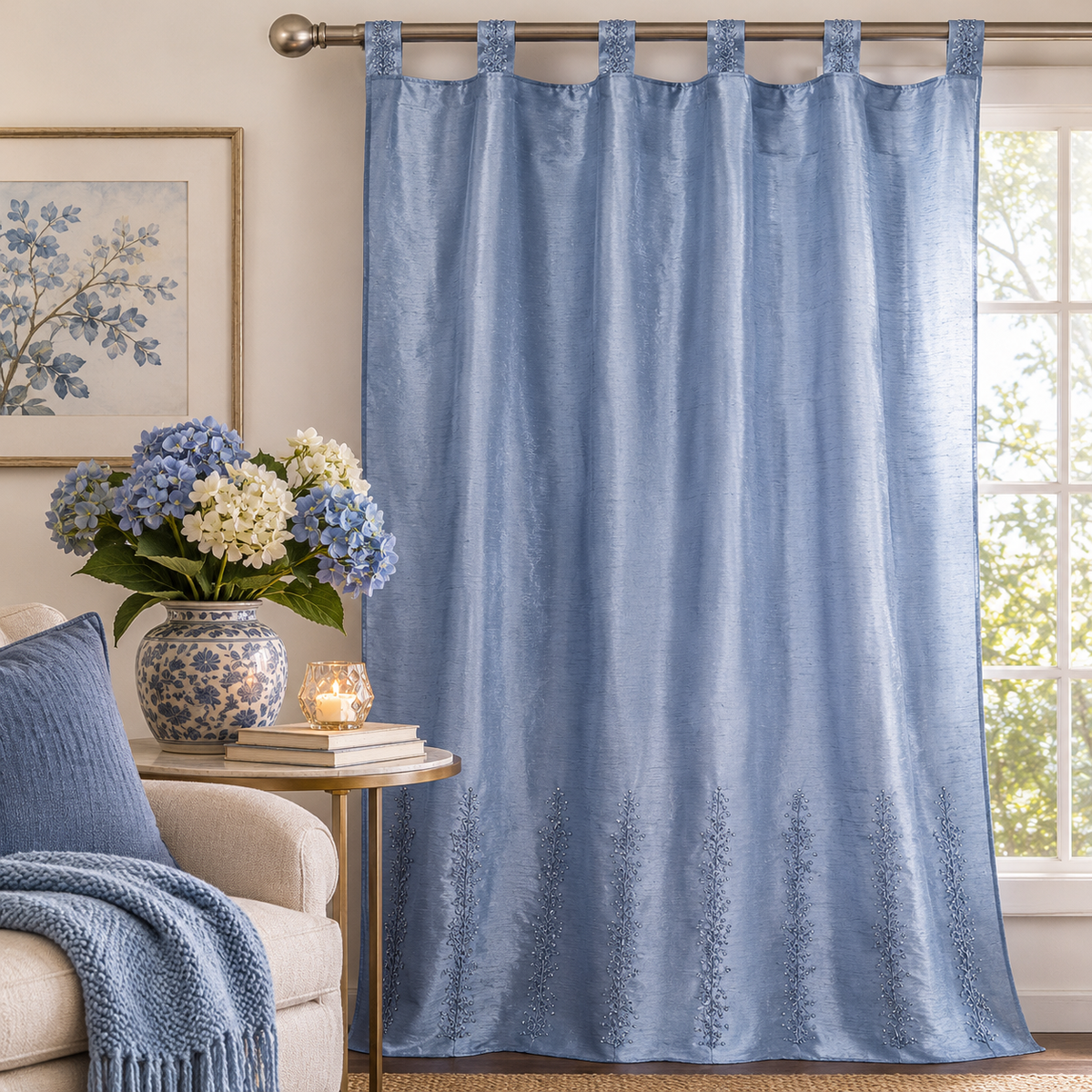 Set of 2 Organza Curtains W110xL220cm
