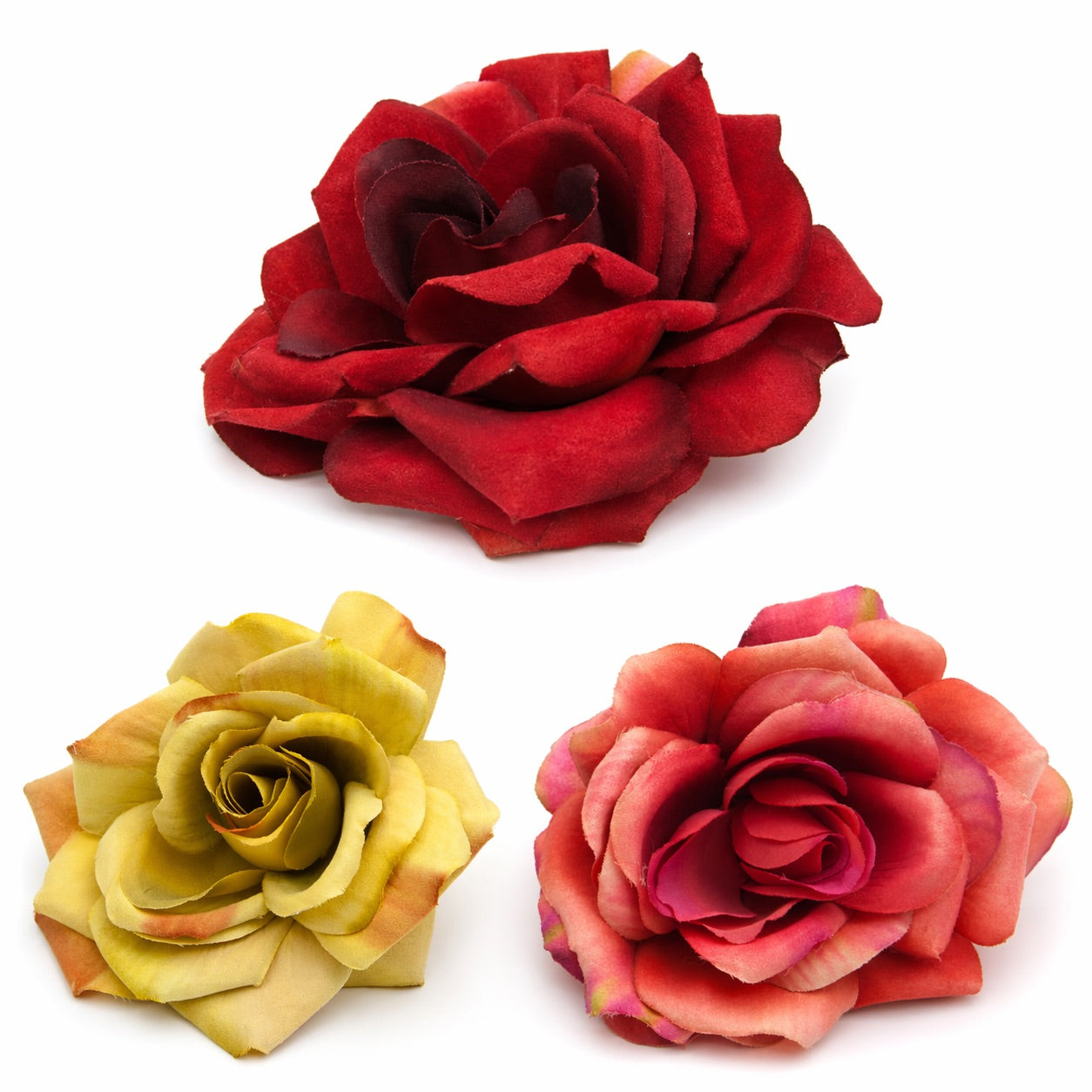 Silk Rose with Clip - Burgundy
