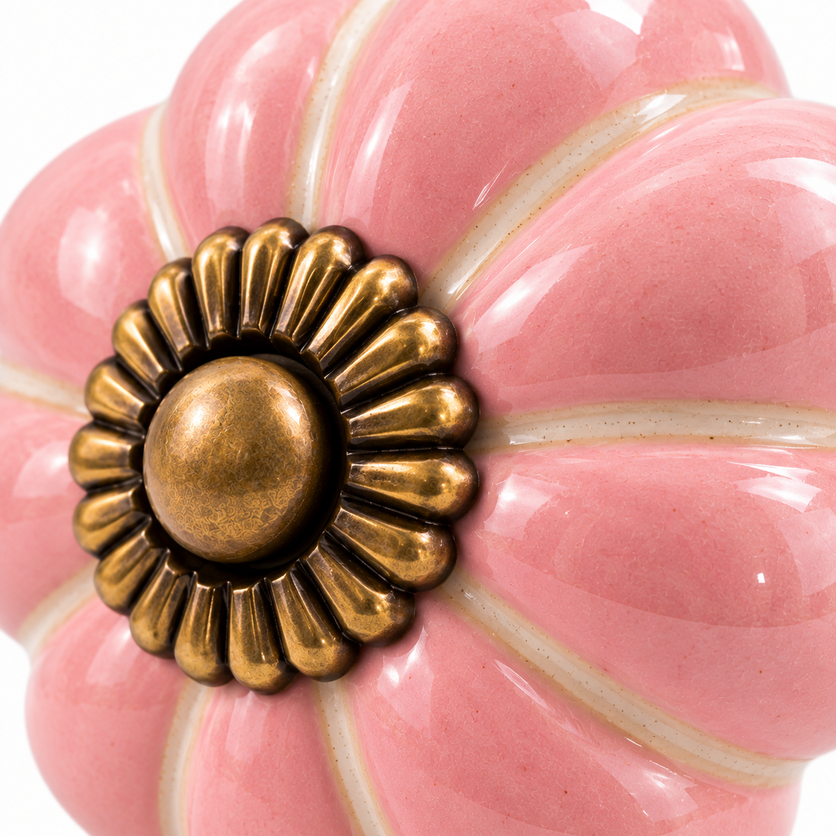ink Ceramic Flower Knobs – Antique Brass Detail