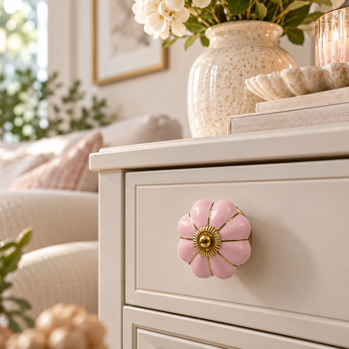 Large Ceramic Knob – Pink – Casa Sereno