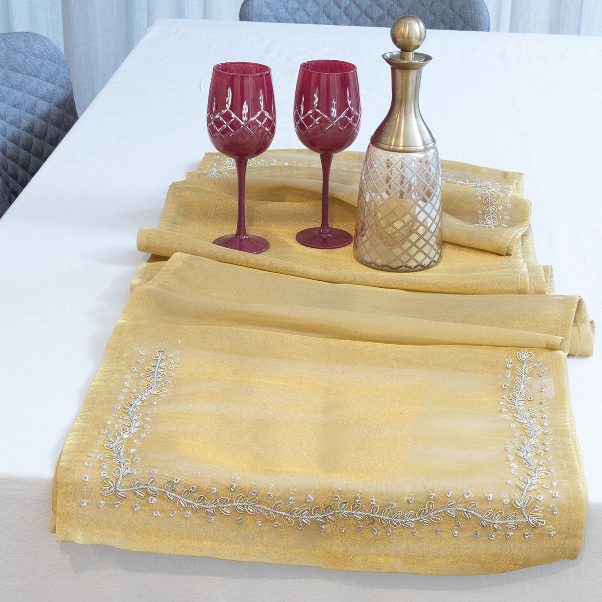 Table Runner Embroidered - Gold