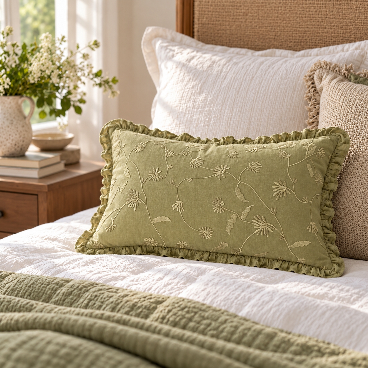 Satin Embroidered Pillow