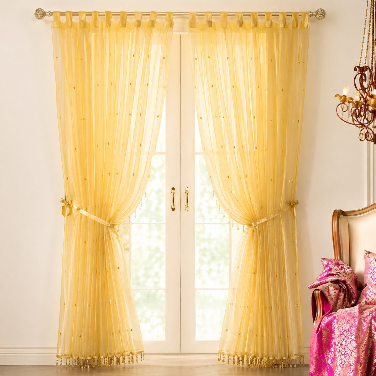 Set of 2 Beaded Curtains - Gold