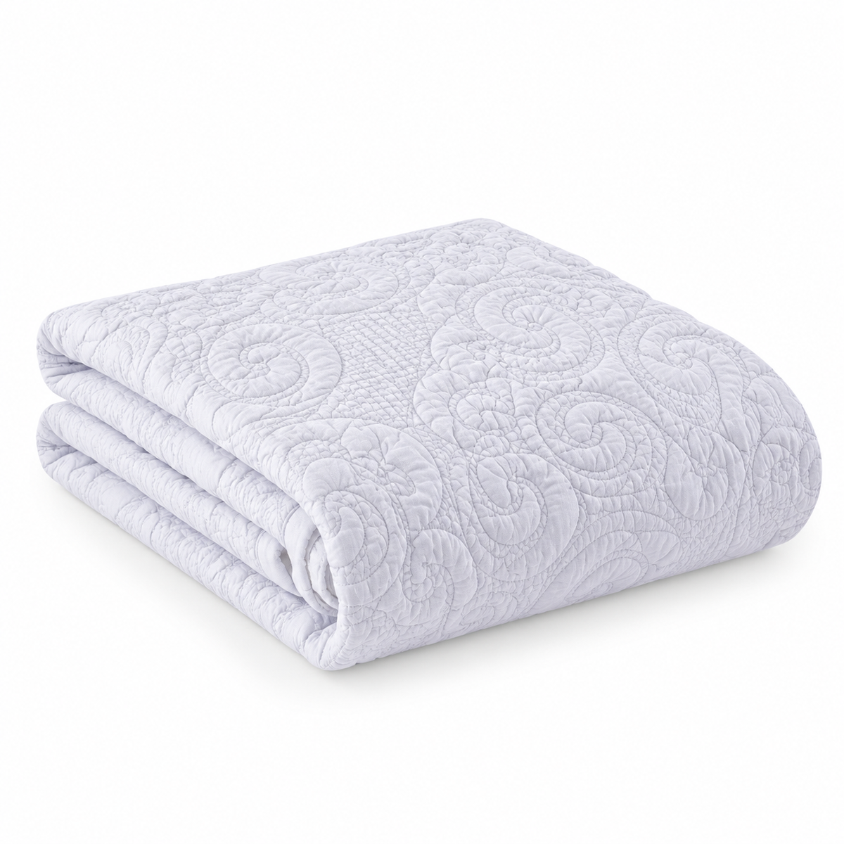 Olivia Quilted Coverlet Throw – White 170 × 170 cm