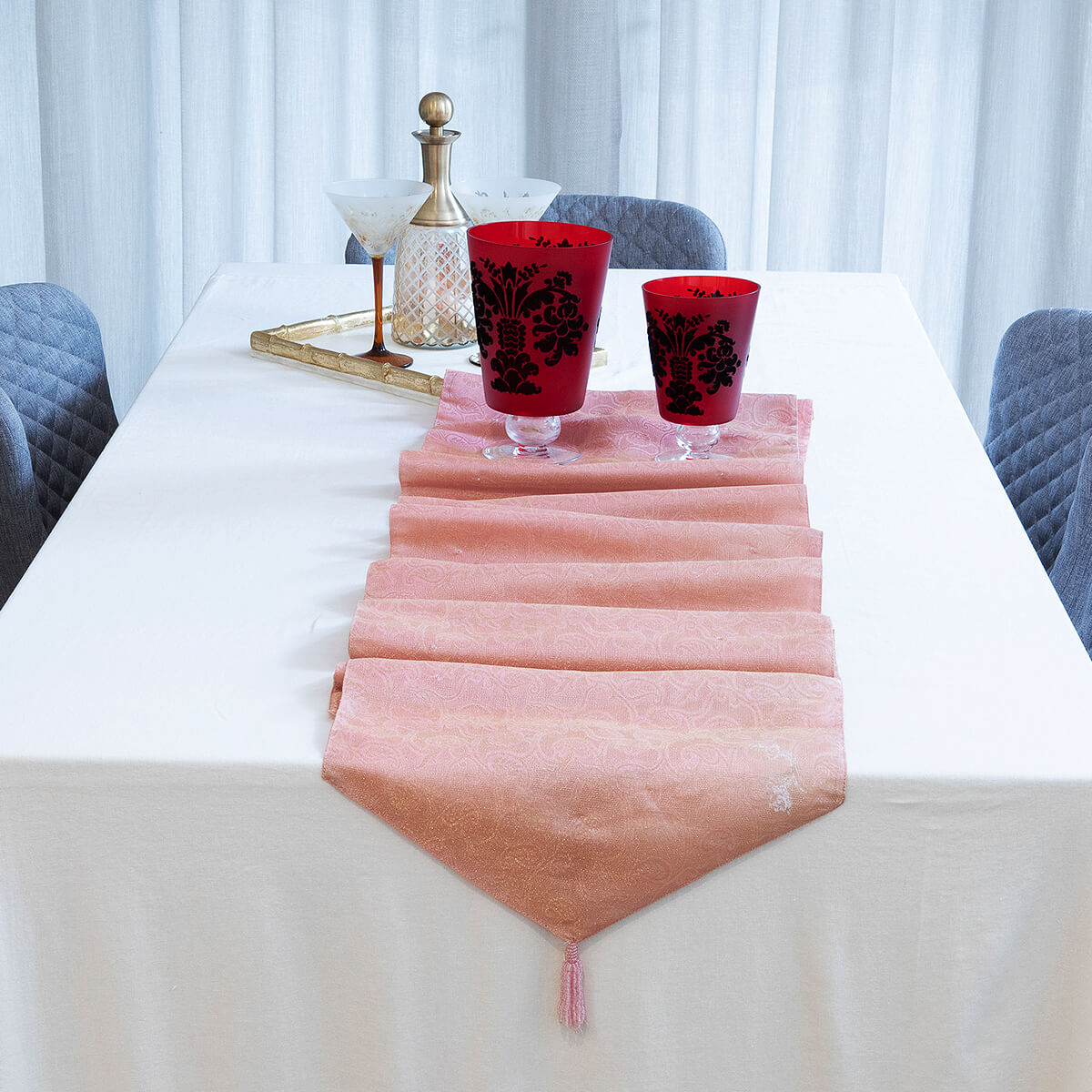 Jaquard Organza Runner 40x180cm - Pink