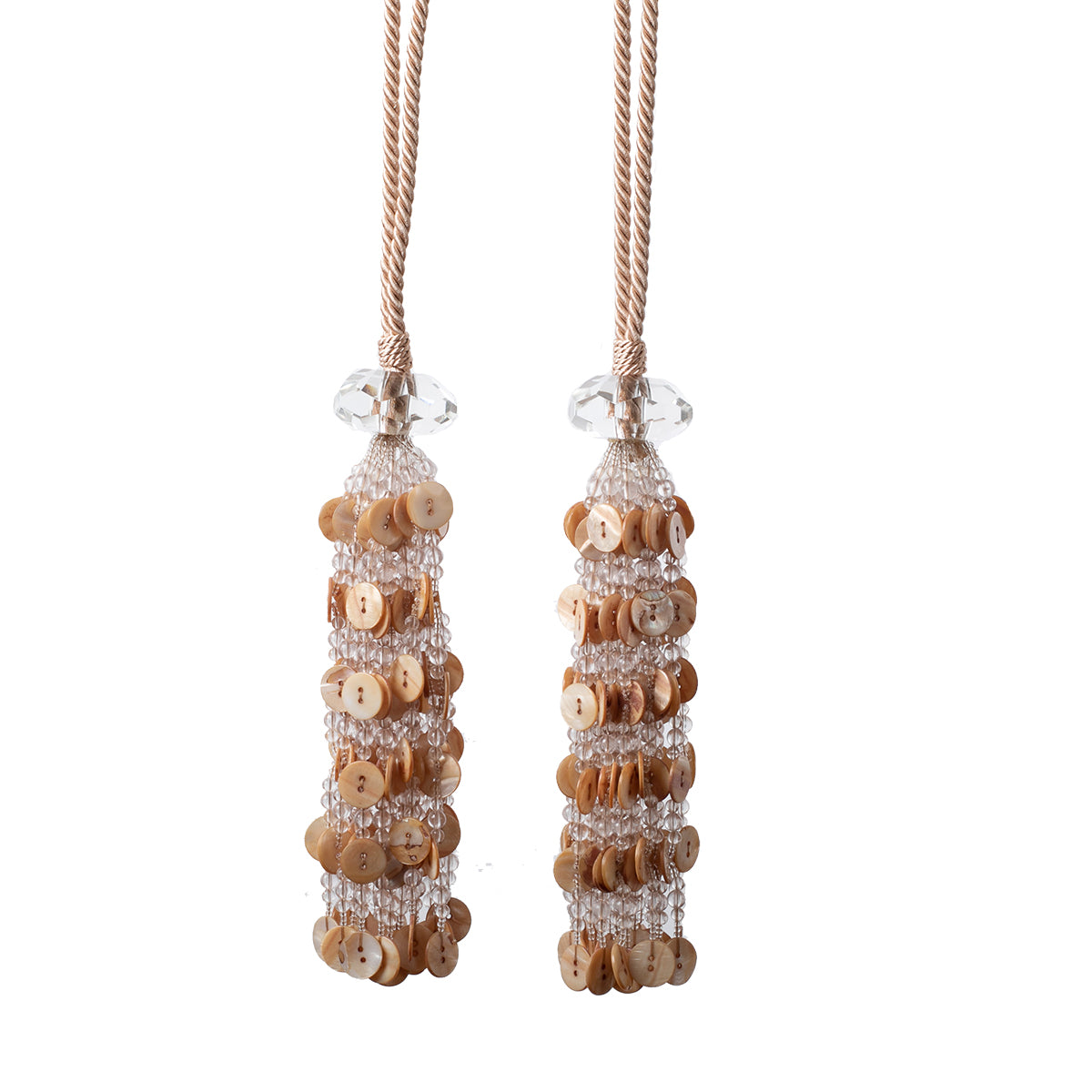 Seeps & Crystal Set of 2 Tie Backs - Taupe