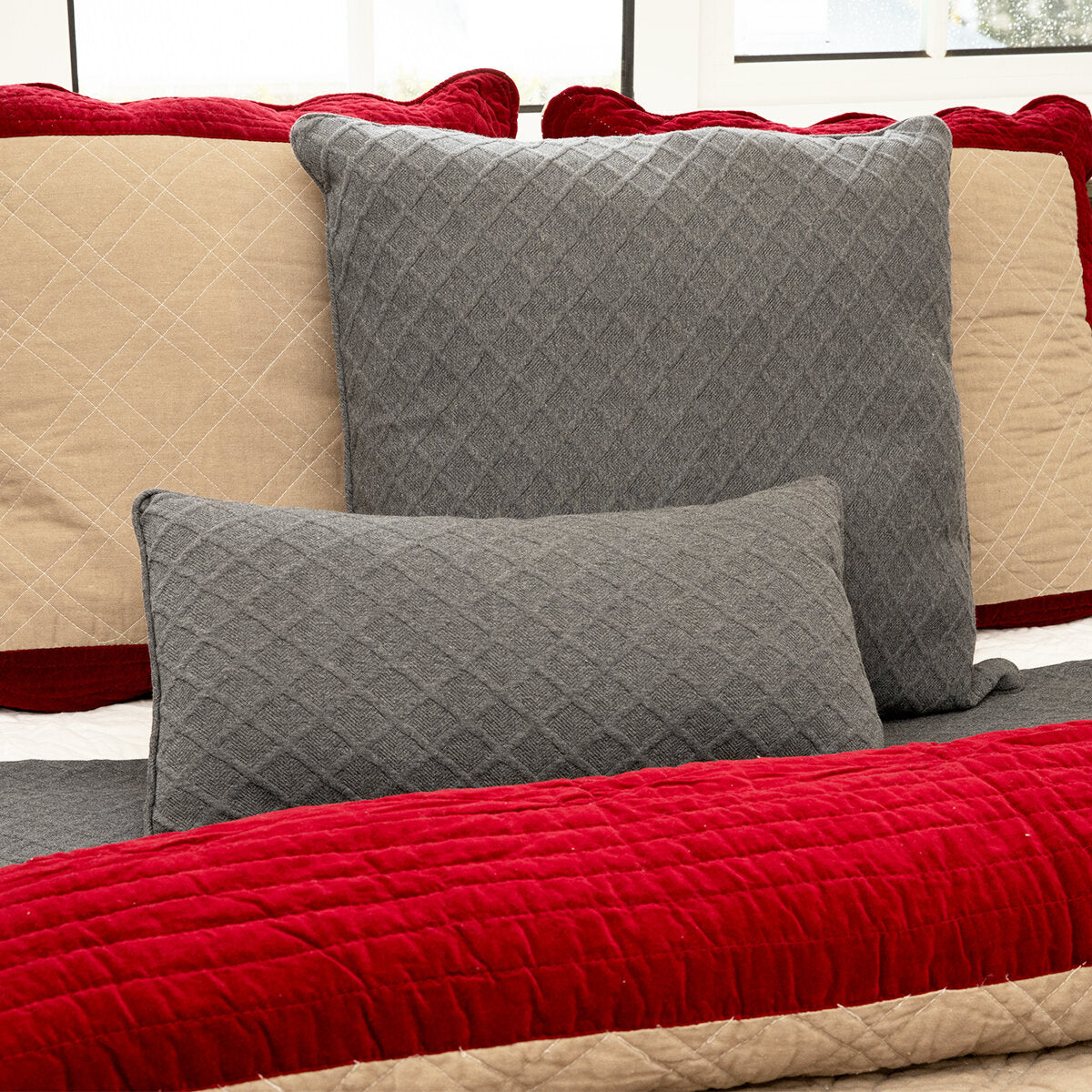 Marcelle Prefilled Oblong Pillow - Grey