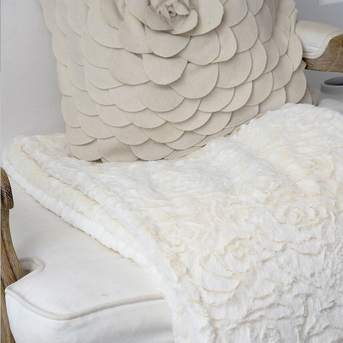 Rose Petals Cushion - Ivory