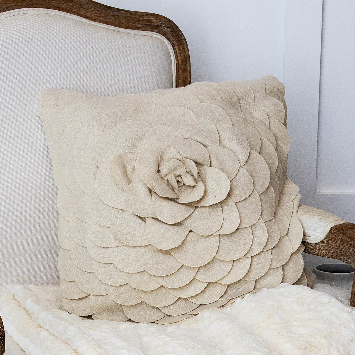 Rose Petals Cushion - Ivory