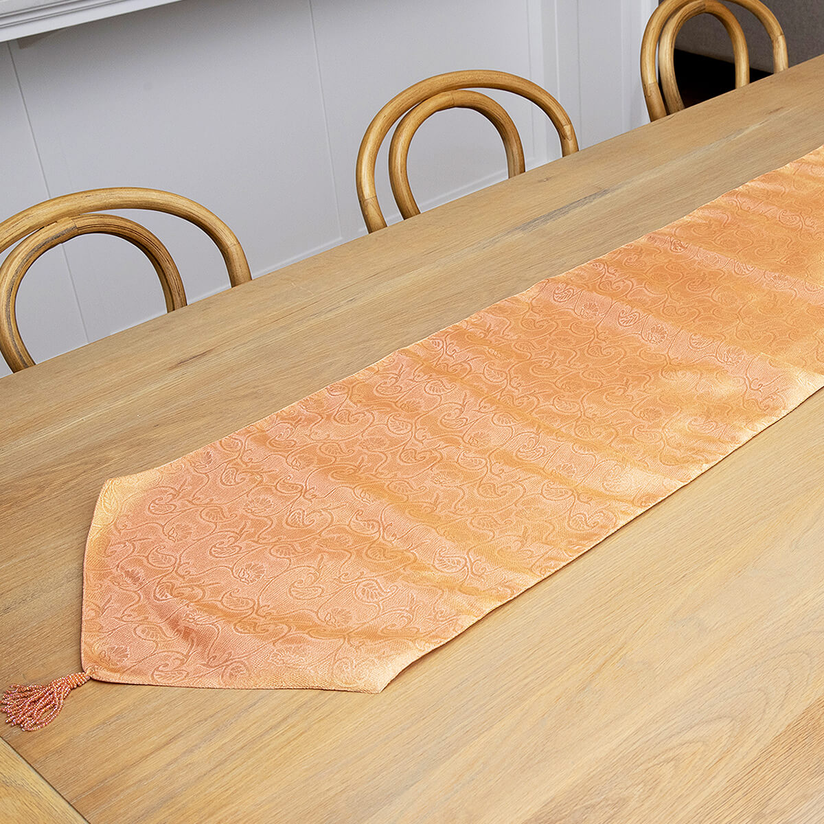 Jaquard Organza Runner - Peach