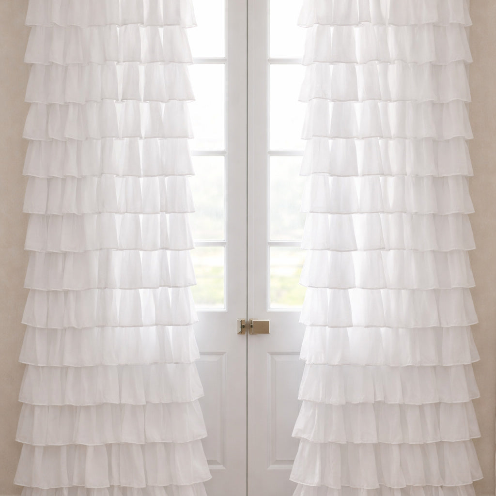 Set of 2 Cascade Curtains - White