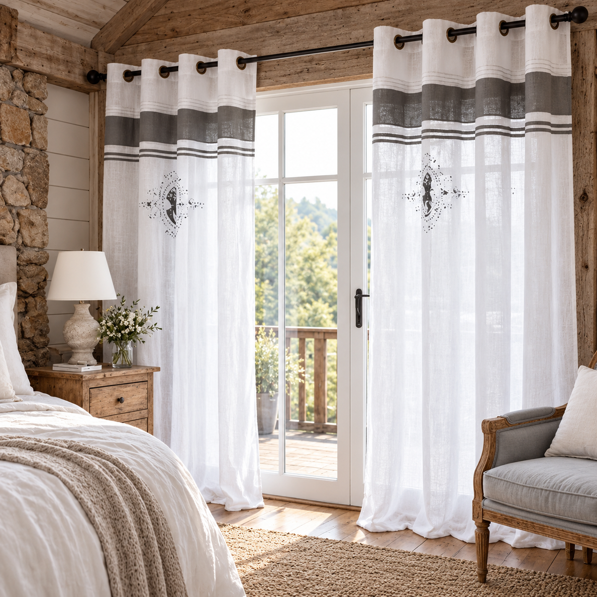 Gabrielle Linen Curtains Set of 2 styled in a bedroom