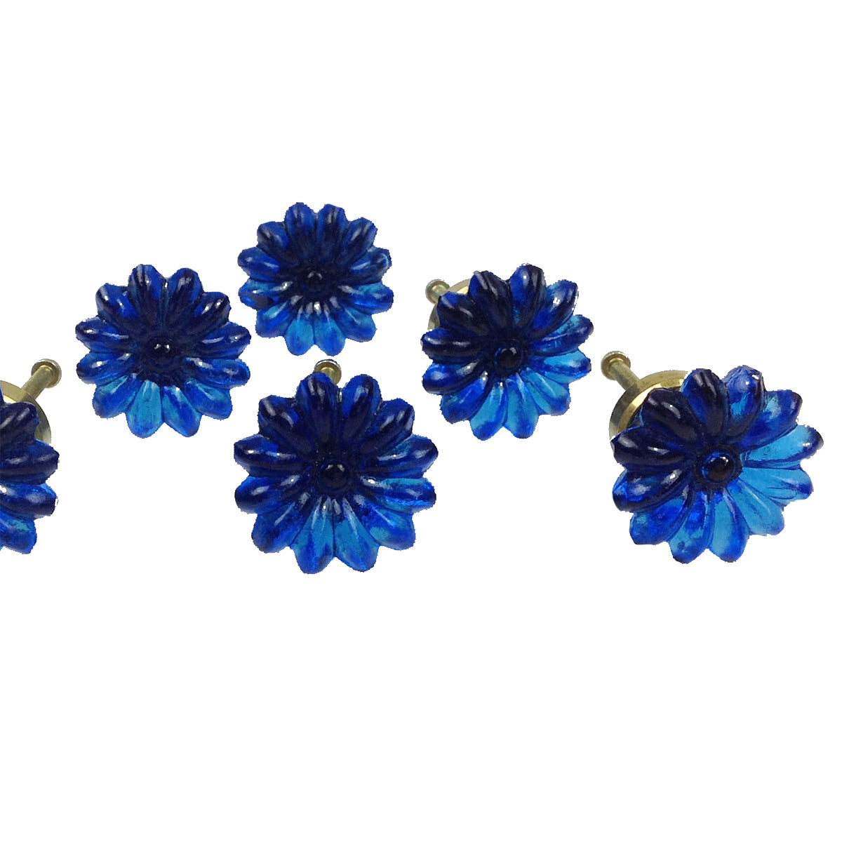 Flower Glass Knob - Turquoise