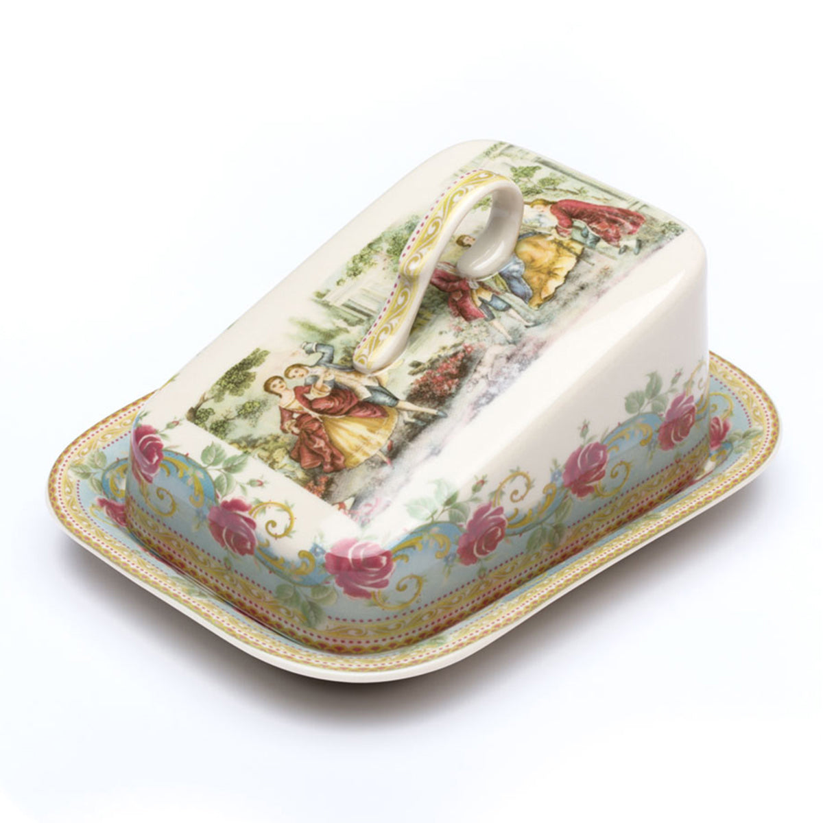 French Toile Big Butter Dish