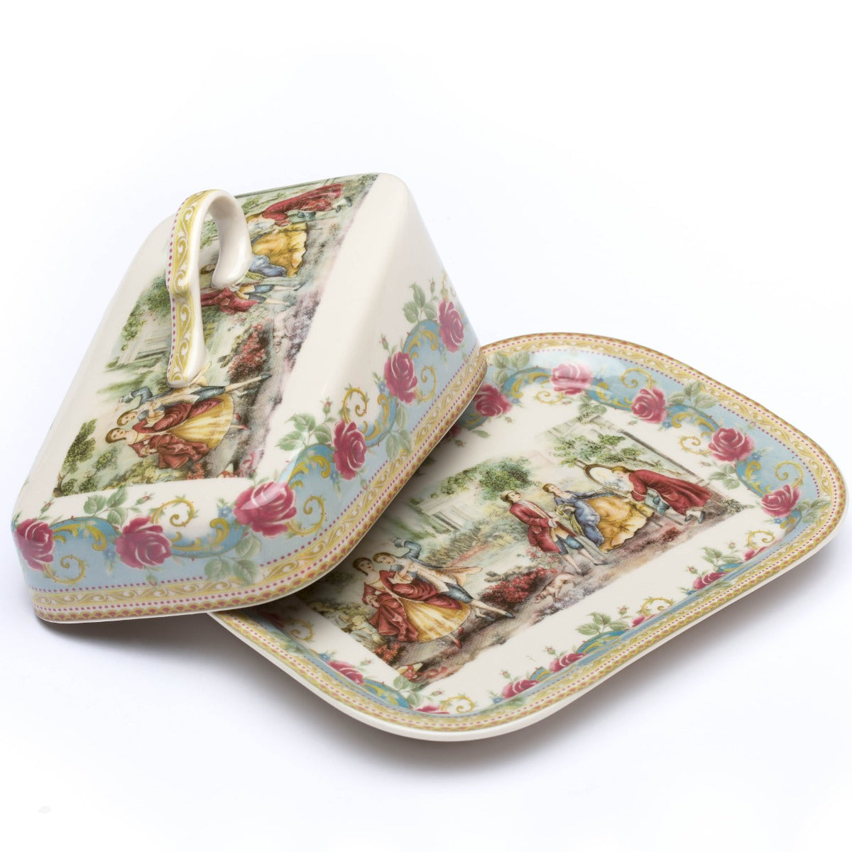 French Toile Big Butter Dish