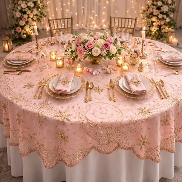 Meher Zardosi Tablecloth - Peach