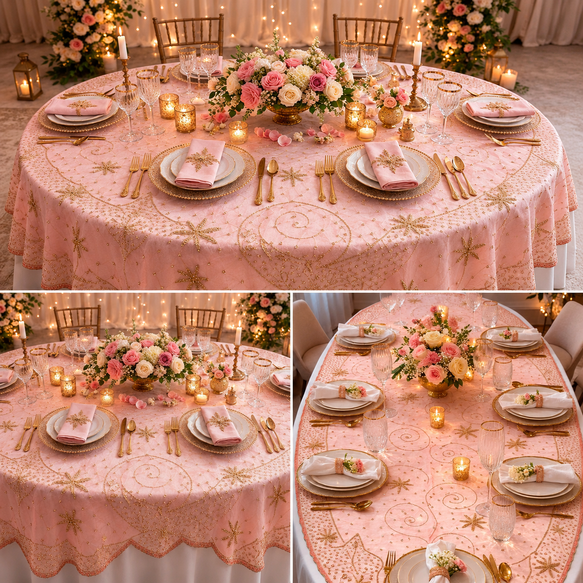 Meher Zardosi Tablecloth - Peach