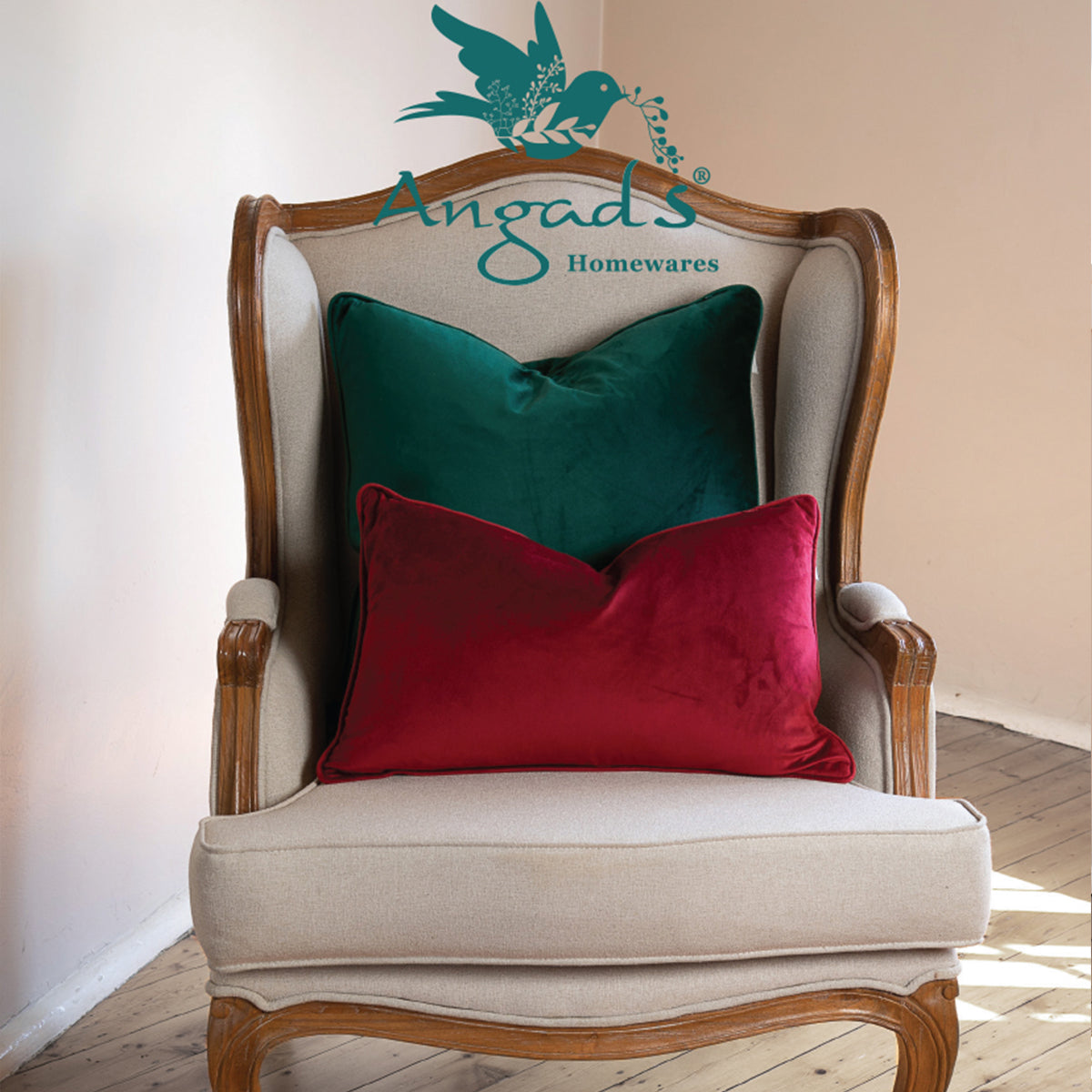 Carla Velvet Feather Cushion - Emerald