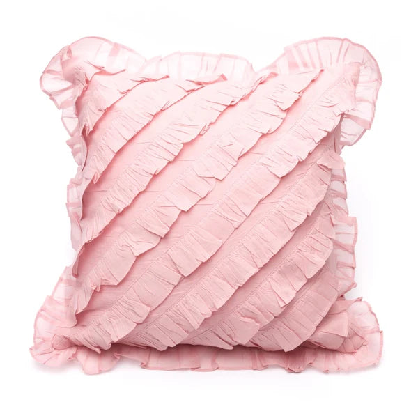 Organdy Ruffle Prefilled Cushion - Pink