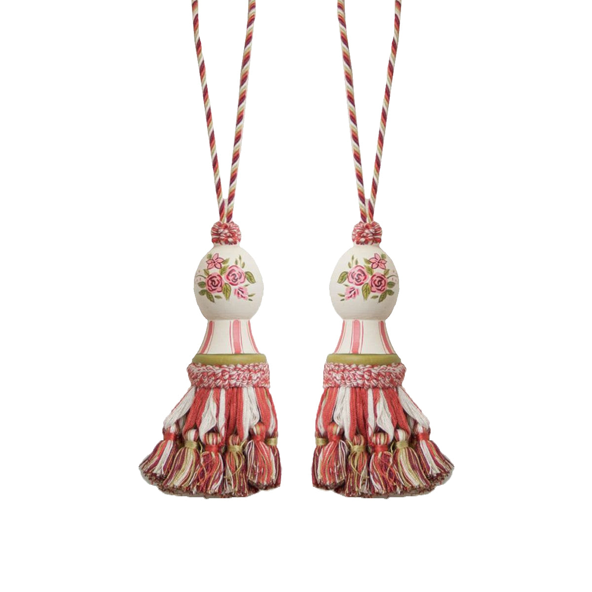 Boho Vintage Painted Tassel Set of 2
