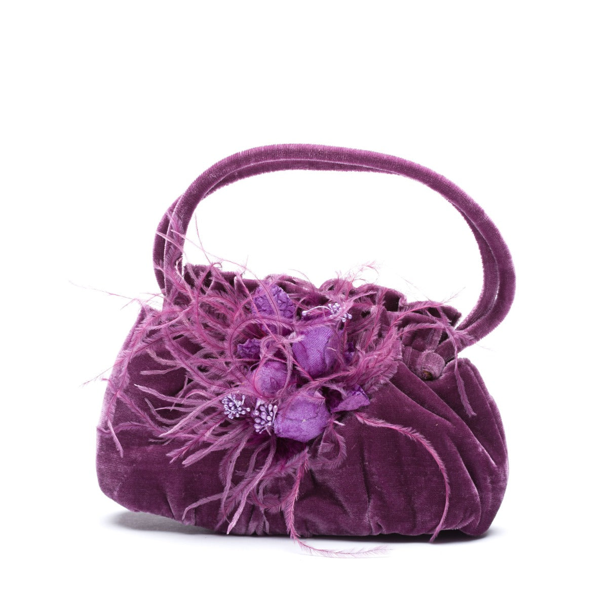 Velour Crushed Ester Handbag - Lavender